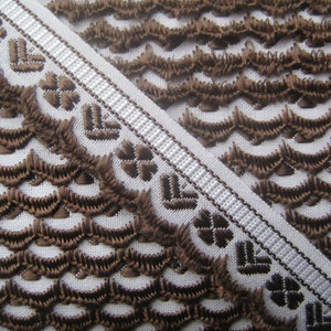 4 Yards Czech Republic Woven Brown Embroidered Cotton Trim 20mm Folk Costume Trim D-16