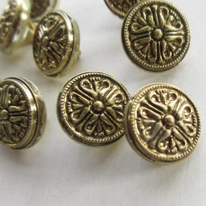 10 Vintage Glass Buttons Handmade Gold And Clear Glass R-39
