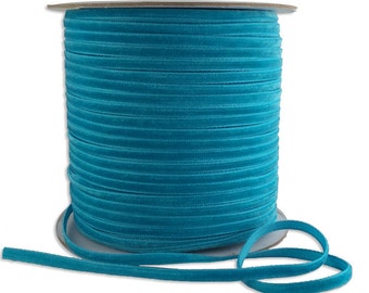 10 Yards Tiny Velvet Ribbon Trim Turquoise Blue 1/8" Wide