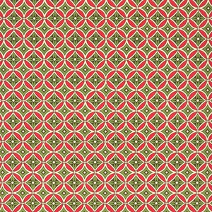 2 Sheets Italian Red and Green Floral Tile Print Paper  ~ Carta Varese Italy  IPV815G x2