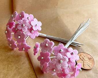 Austria 24 Pink Velvet Forget Me Not Millinery Flowers NAT149PK x2