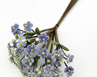 Czech Velvet Forget Me Nots Millinery Fabric Flowers Blue NCF046-LBV