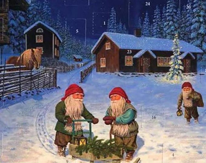 Sweden Advent Calendar Christmas Tomte Gnomes With Greenery ADV G 540