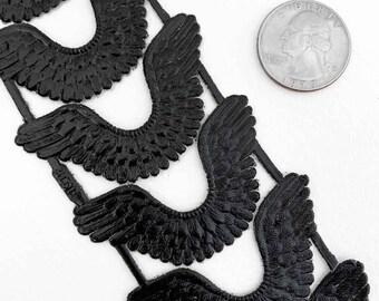 From Germany 14 Dresden Black Paper Die Cut Angel Wings DFW789aBK x2