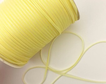 10 Yards Tiny Velvet Ribbon Trim Light Yellow 1/8" Wide