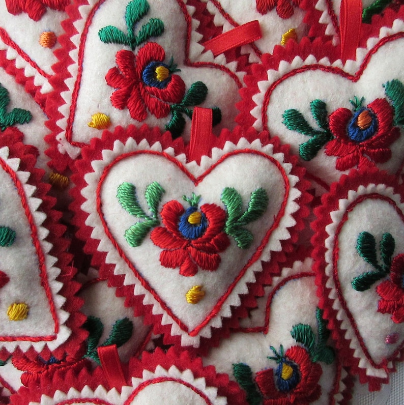 Hungary Embroidered Heart Ornament Kalosca Matyo Hungarian Etsy UK