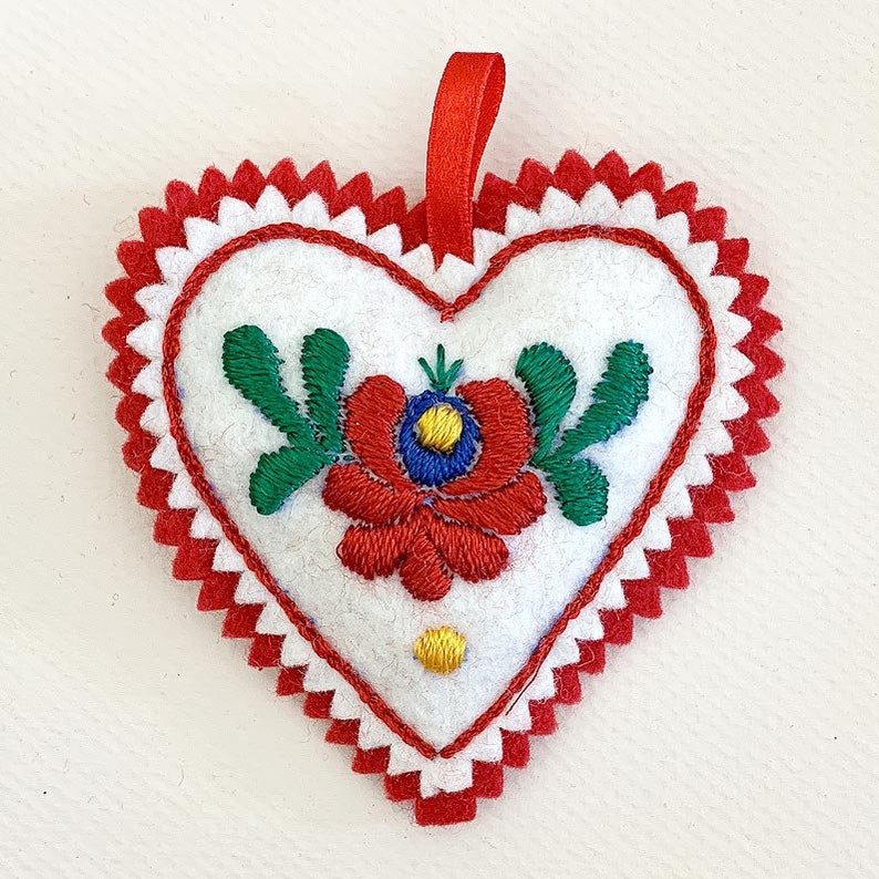 Hungary Embroidered Heart Ornament Kalosca Matyo Hungarian Etsy