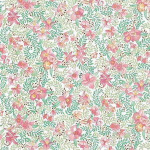 2 Sheets Pink Orchid Floral Print Italian Paper ~ Carta Varese Italy IPV864 x2