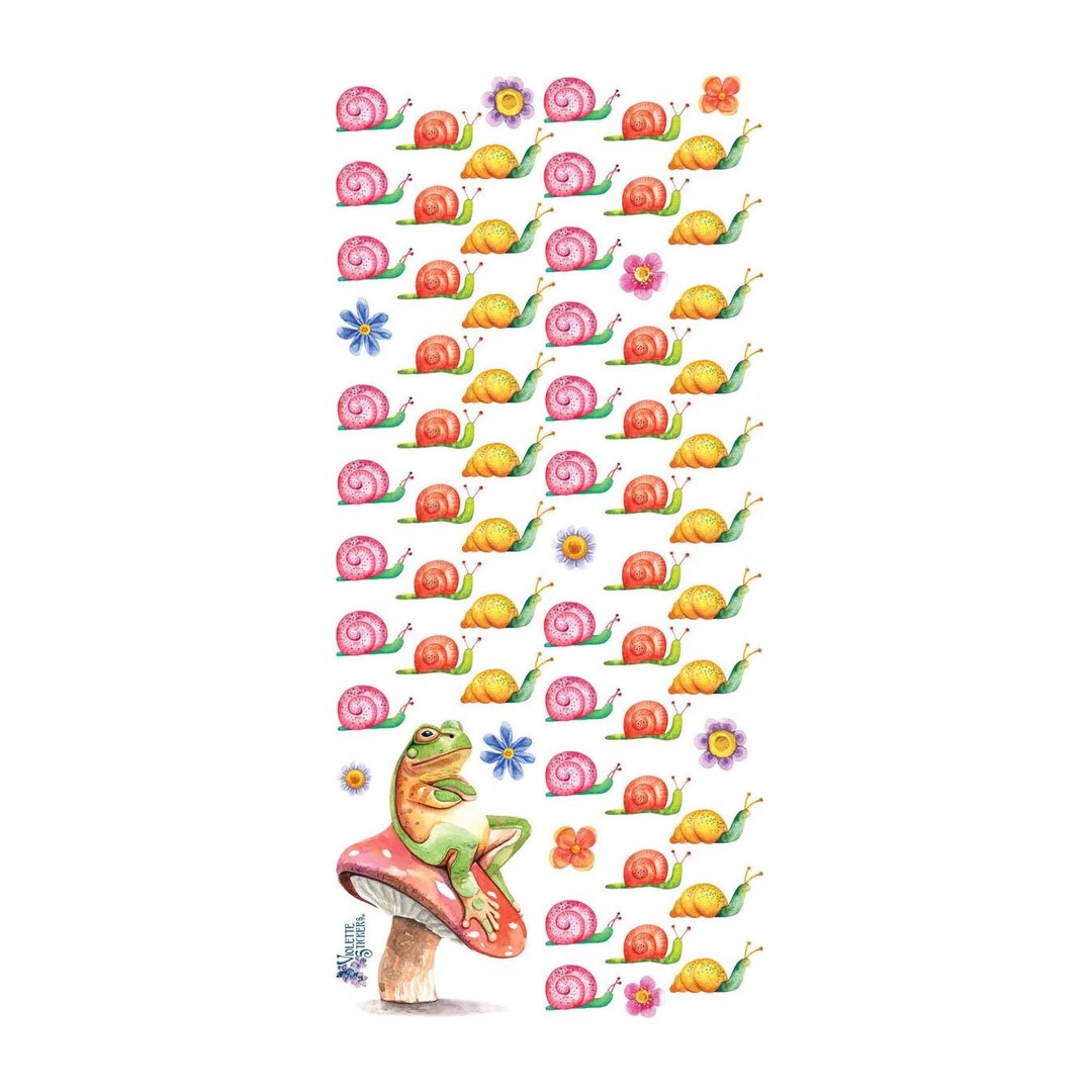 3 Sheets Self Adhesive Snails and Frog Stickers Each Sheet 3-3/4" by 7 ...