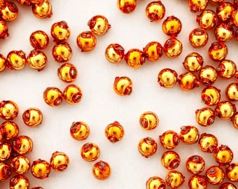 60 Czech Republic Handmade Blown Glass Christmas Garland Beads 8mm Copper GBR8C x2
