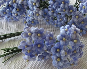 From Austria 24 Velvet Forget Me Nots Millinery Medium Blue Flowers A-99MB x2