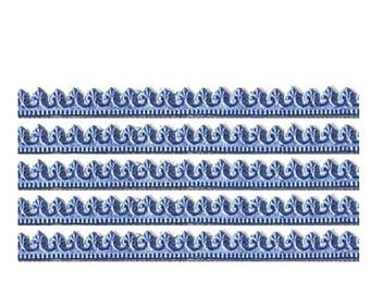 Dresden Trim Germany 10 Rows Fancy Fleur De Lis Paper Lace Steel Blue  DFW206SB x2