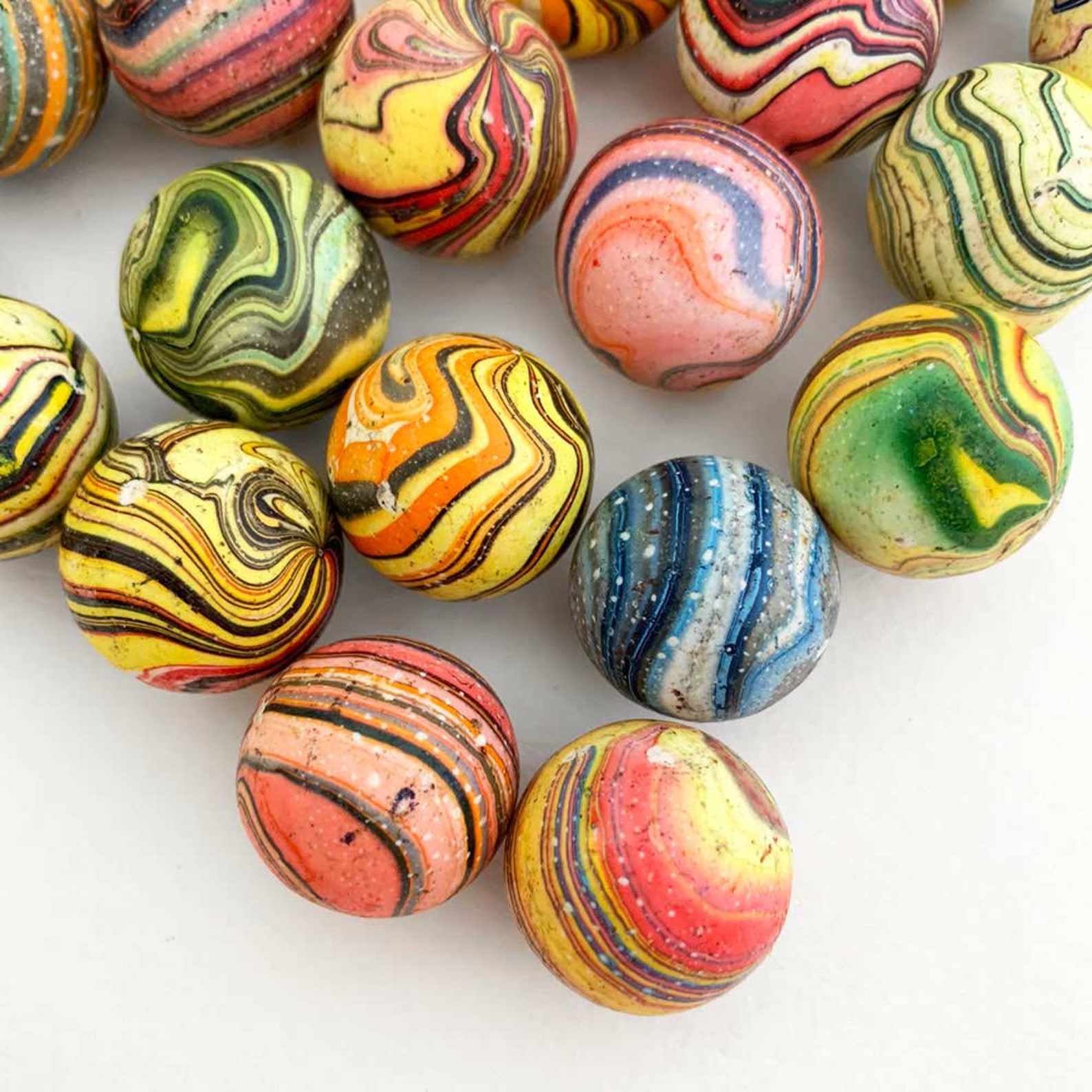 Italy 8 Marbled Clay Marbles Hand Made by Laura Berretti Etsy