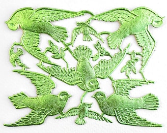 Dresden Birds Germany 8 Die Cut Light Green Dresden Doves Birds  DF8534LG