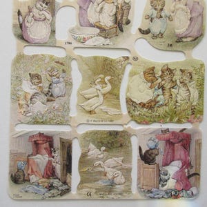 May include: A set of nine illustrated cards featuring scenes from the children's book "The Tale of the Three Little Kittens". The cards are printed on thick cardstock and feature colorful illustrations of the kittens in various situations. The cards are perfect for playing games or for decorating a child's room.