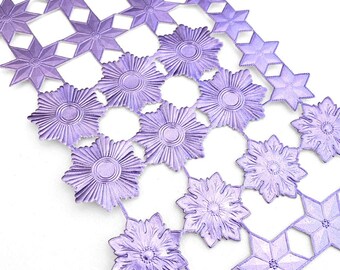 Germany 26 Large Light PurpleDie Cut Paper Foil Christmas Dresden Stars  DFW749LPU