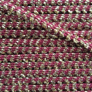 4 Yards Narrow Fancy Trim Metallic Gold And Burgundy Picot Ribbon For Dolls Miniatures RV87