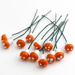 24 Czech Orange Tiny Pixie Spun Cotton Mushrooms MU-07OR x2