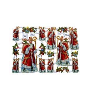 Germany Paper Scraps Die Cut Old Style European Victorian Santas 7208