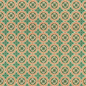 2 Sheets Green Orange Florentine Geometric Italian Paper ~ Carta Varese Italy  IPV846GR x2