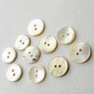 10 Buttons Vintage Mother Of Pearl Shell Buttons Nacre 1/2&quot; Button S-8