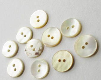 Set Of 20 Buttons Vintage Mother Of Pearl Shell Buttons Nacre 1/2" Button S-8