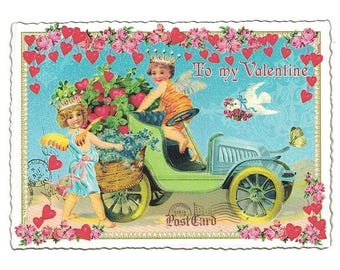 From Germany 5 Postcards Valentine Angels Five Matching Cards Edition Tausendschon PK1136