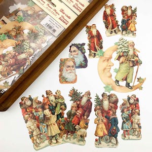 Germany Paper Christmas Scrap Pack Lithographed Loose Santa Claus With Moon ST-7314