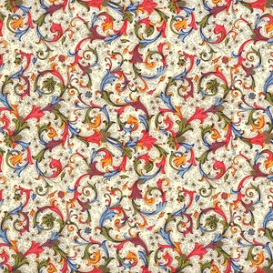2 Sheets Blue and Red Florentine Scrolls Italian Print Paper ~ Carta Fiorentina Italy  IPF013 x2