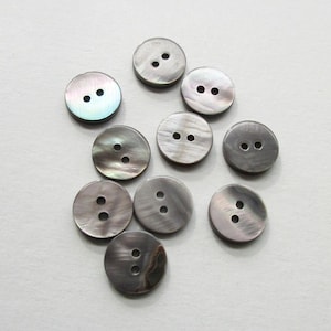 10 Buttons Mother Of Pearl Dark Shell Buttons 1/2&quot; Button S-5