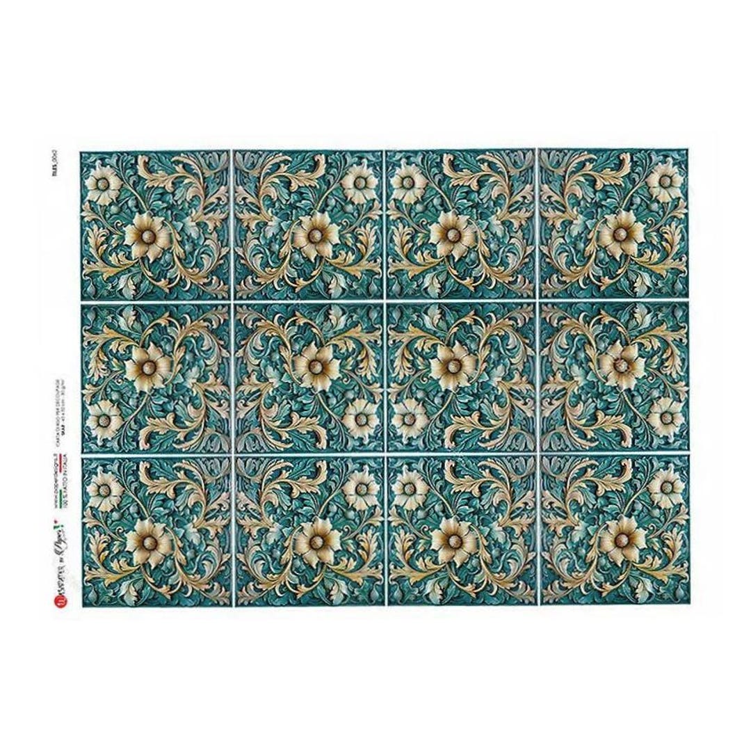 From Italy 2 Sheets Italian Rice Paper Decoupage Majollica Floral Tile ...