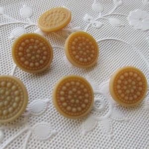 15 Vintage 1970s Czech Glass Buttons Handmade Tan Czechoslovakia  C2