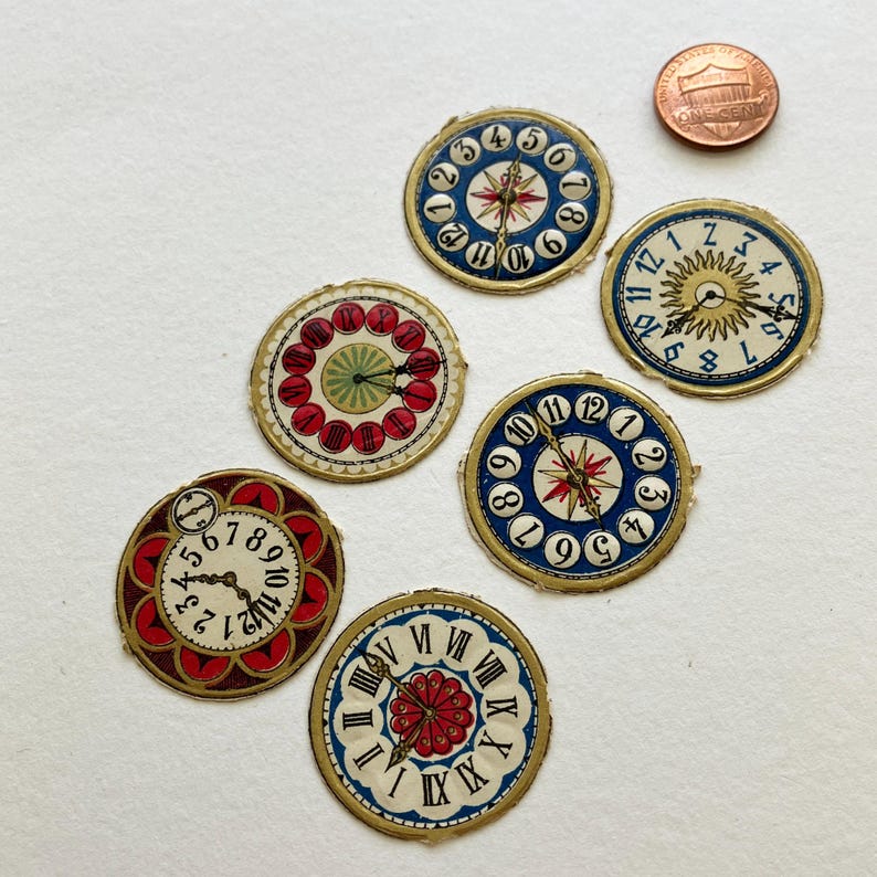 6 Vintage Watch Face Scraps Circa 1880s Raphael Tuck Die Cut Paper ...