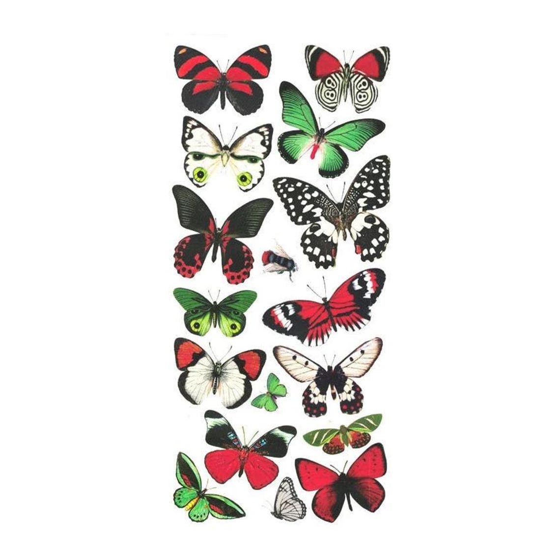 3 Sheets Self Adhesive Butterfly Stickers Each Sheet 3-3/4" by 7-7/8 ...