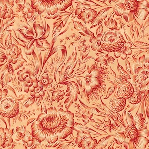 2 Sheets Italian Orange Flowers Print Paper ~ Carta Varese Italy IPV809OR x2