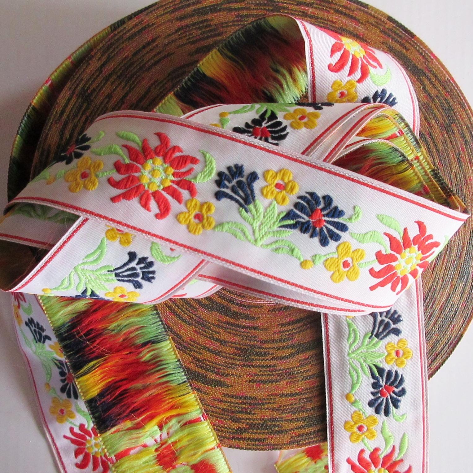 4 Yards Vintage Japan Jacquard Sewing Ribbon 1-3/8