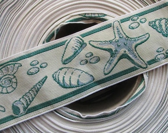 From Italy 4 Yards Italian Seashells Jacquard Ribbon Trim 1-7/8" Wide