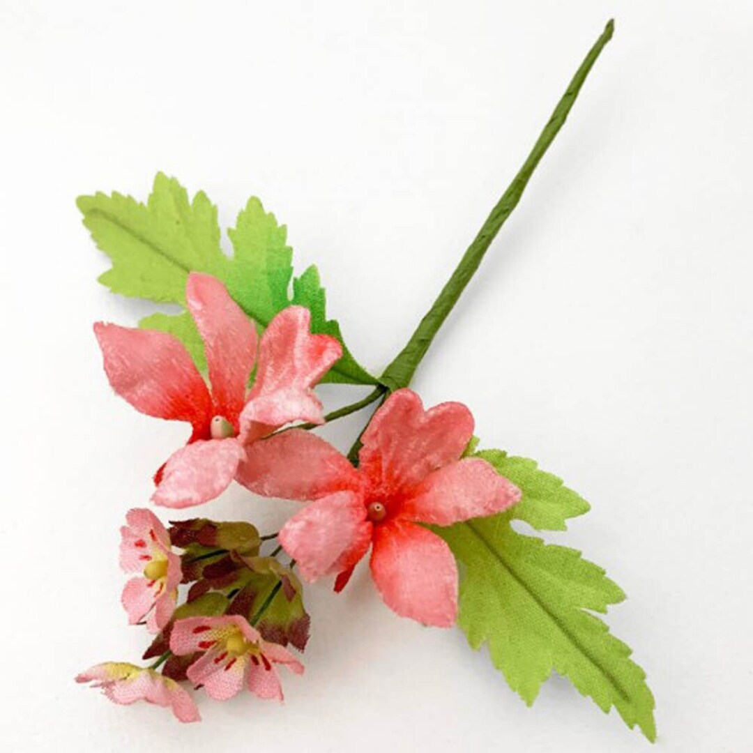 Czech Velvet Millinery Flowers Spray Pink Blossoms Hand Made NFC036LP