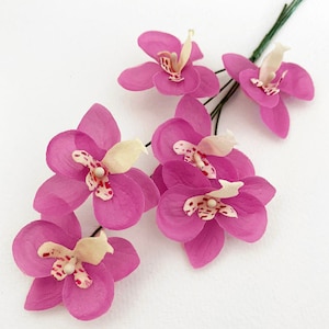 6 Austria Fabric Millinery Fabric Magenta Pink Orchid Blossoms Flowers NAT-101PK