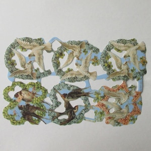 Vintage England Die Cut Paper Scraps Valentine Floral Hearts Birds Clover MLP 1757