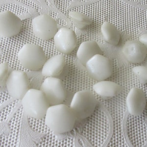 8 Vintage Czech Glass White Buttons 5 Sided Czechoslovakia  NB37