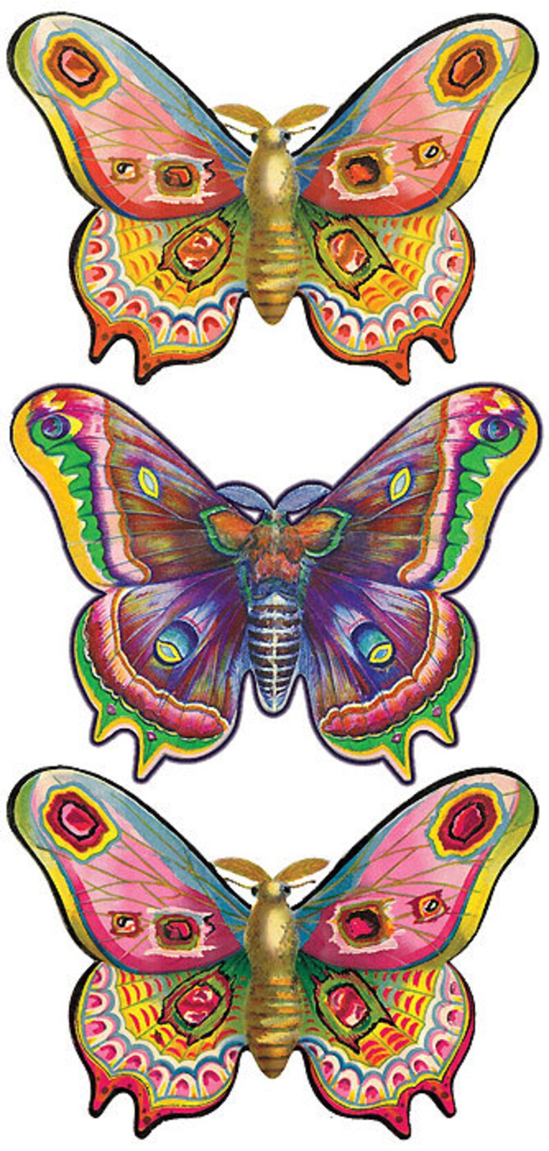3 Sheets Self Adhesive Butterfly Stickers Each Sheet 3-3/4" by 7-7/8 ...