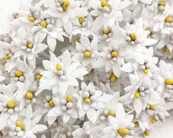24 Austria Tiny White Fabric Millinery Edelweiss NAT-73 x2