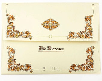 italian letter paper Italian Stationery Letter Writing Set in Portfolio ~ 10 sheets + 10 envelopes ~ Brown Florentine Italy Paper CTL-V10