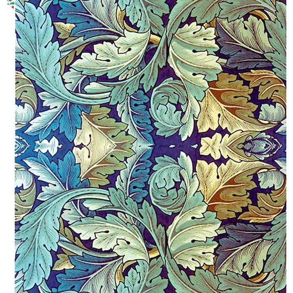 2 Sheets Italy Rice Paper Decoupage Sheet Art Nouveau Acanthus Leaves William Morris  RCP-PAT-131 x2