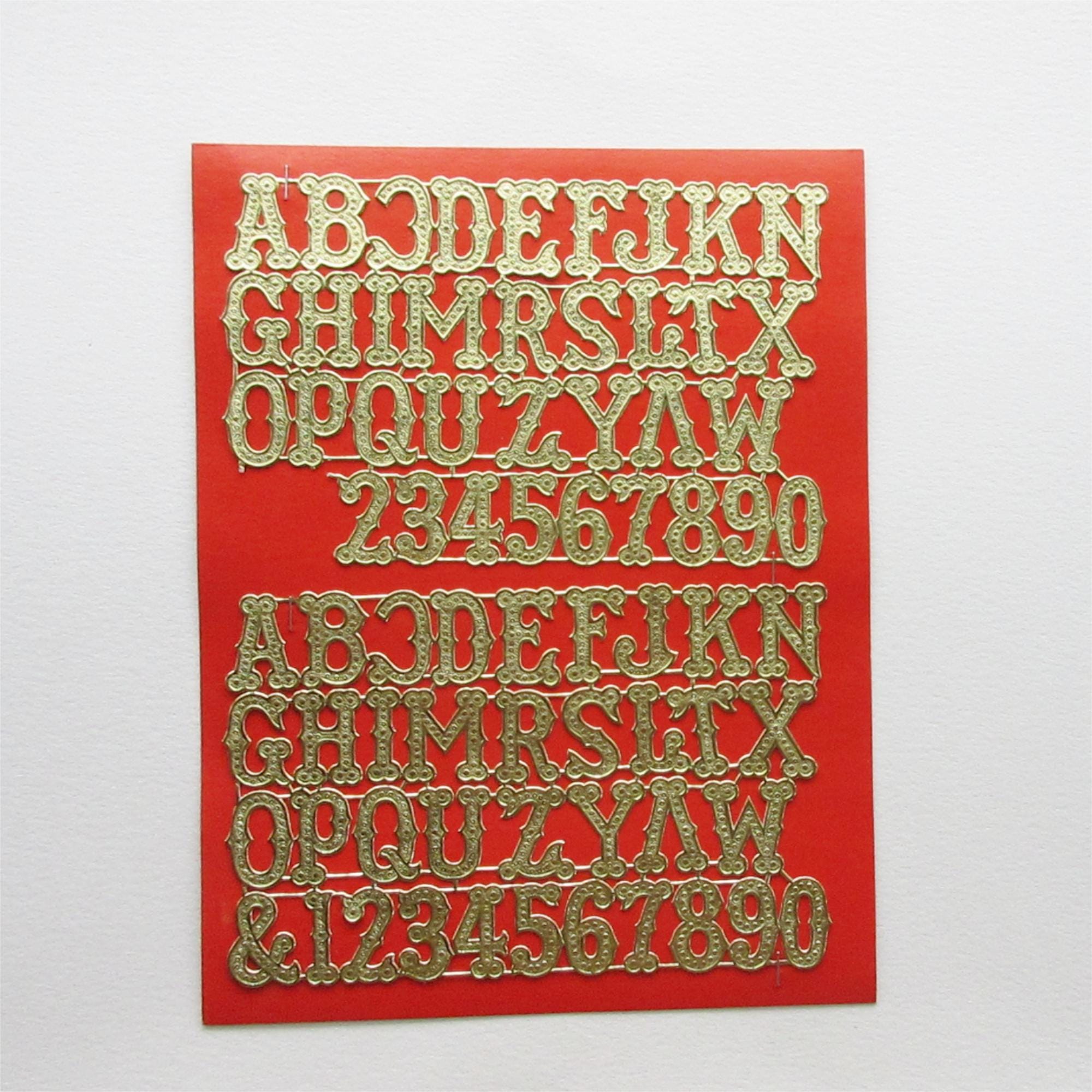 Vintage Dresden Gold Embossed Fancy Alphabet Letters Numbers Foil