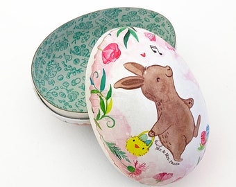 New Germany 4-1/2" Papier Paper Mache Easter Egg Box Bunny Rabbit PME205S