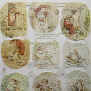 Vintage England Beatrix Potter Die Cut Paper Scraps Of Mr. Jeremy Fisher Out Of Print 1788
