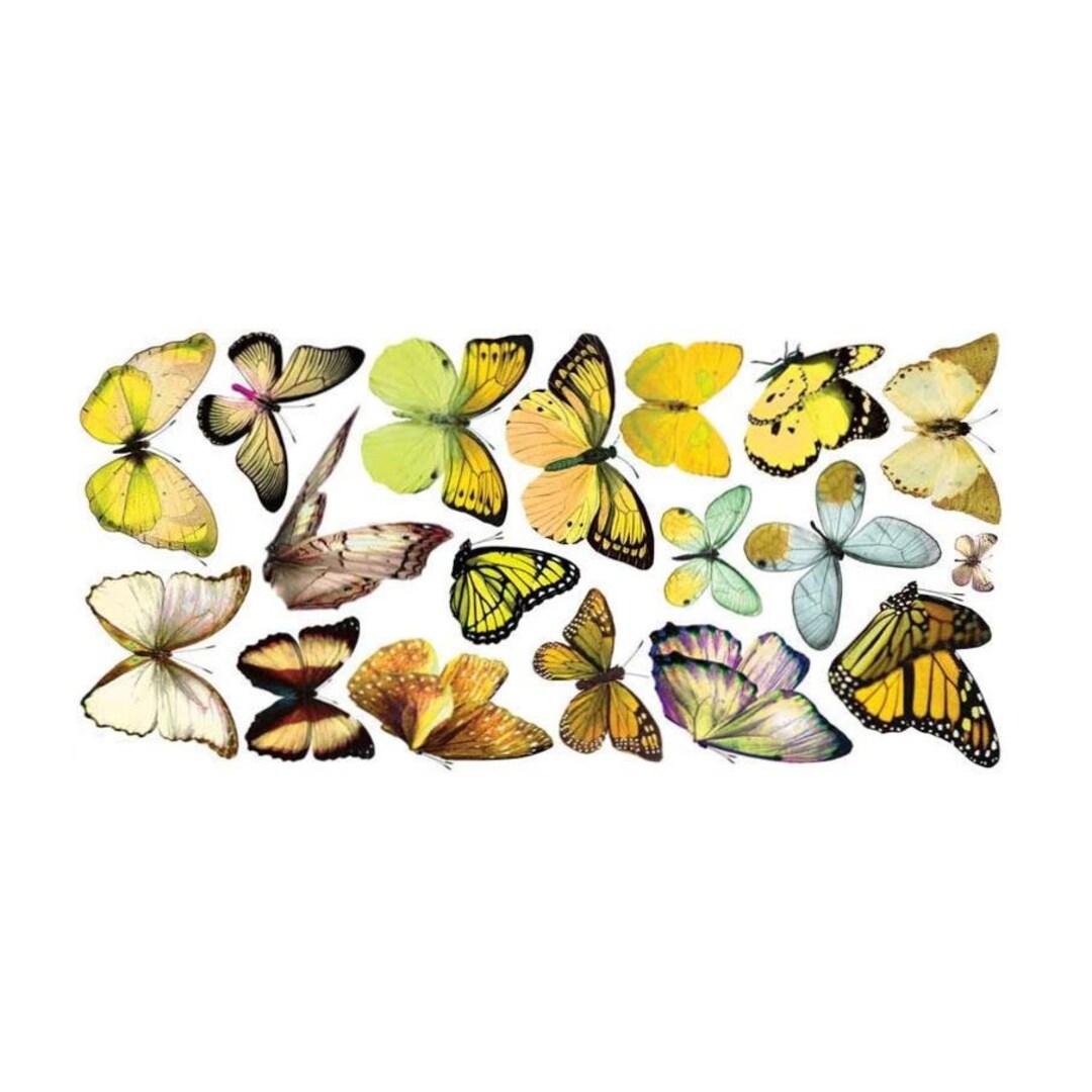 3 Sheets Self Adhesive Yellow Butterflies Stickers Colorful ...