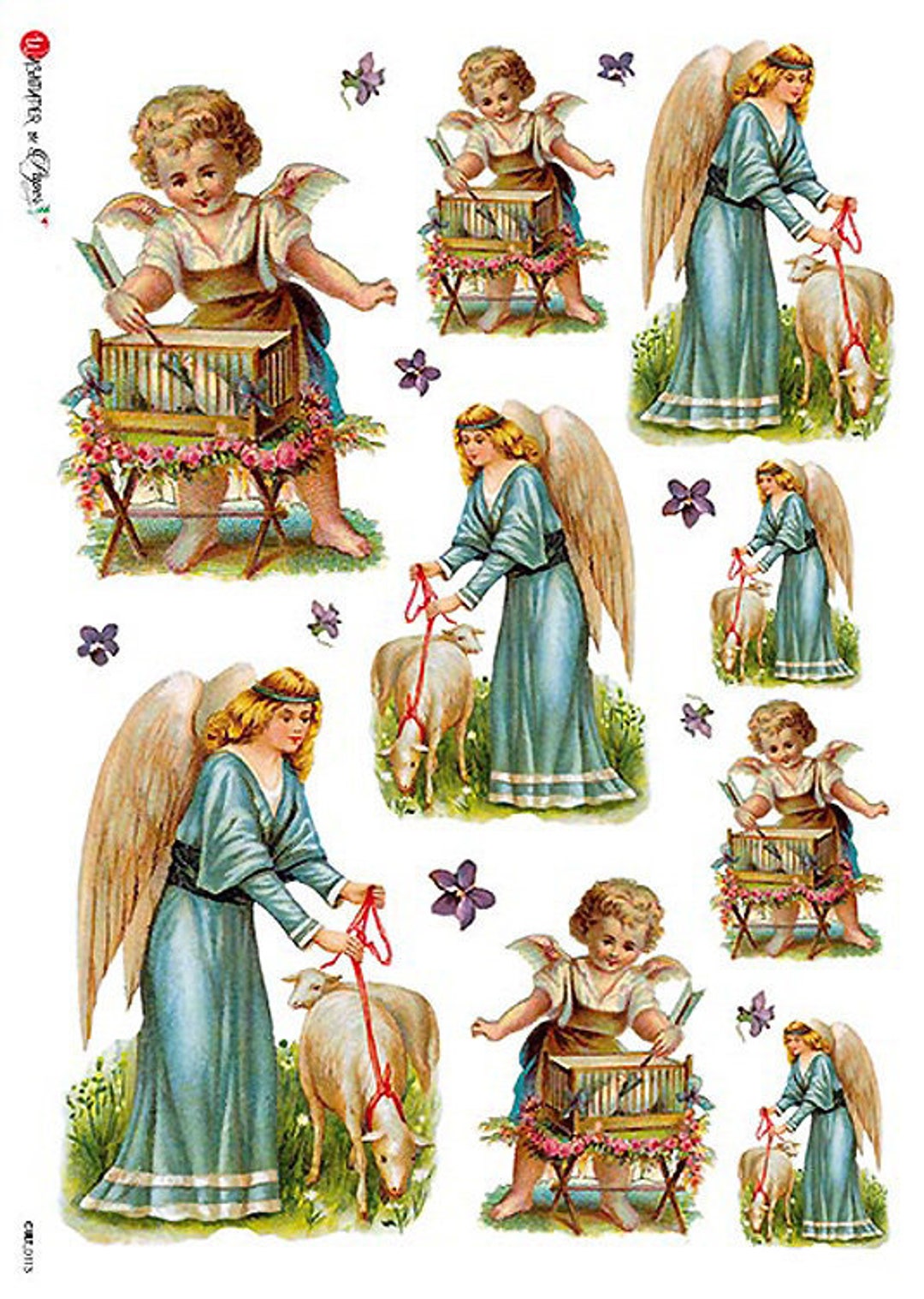 2 Sheets Italy Rice Paper Decoupage Easter Angels Lambs RCP-CU-113 X2 ...
